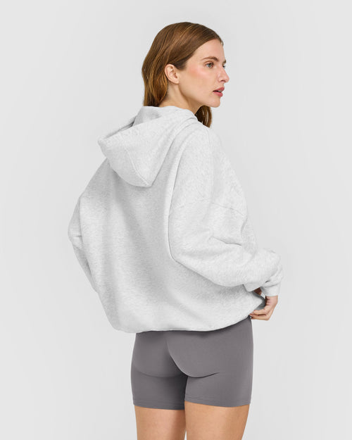 Mid Weight Relaxed Hoodie | Light Grey Marl