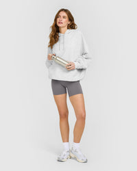 Mid Weight Relaxed Hoodie | Light Grey Marl