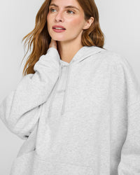 Mid Weight Relaxed Hoodie | Light Grey Marl