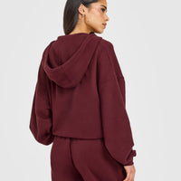 Mid Weight Relaxed Zip Through Hoodie | Rosewood