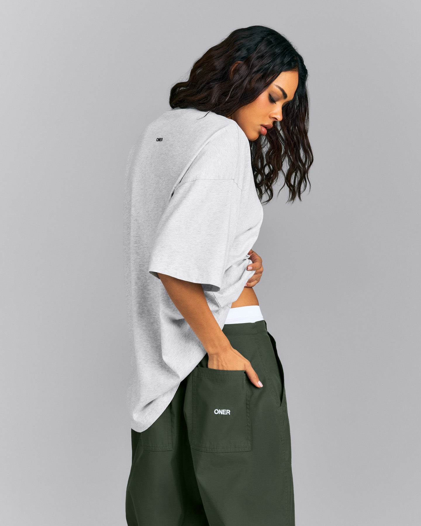 Oversized Cotton Short Sleeve T-Shirt | Light Grey Marl
