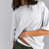 Oversized Cotton Short Sleeve T-Shirt | Light Grey Marl