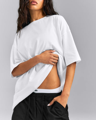 Oversized Cotton Short Sleeve T-Shirt | White