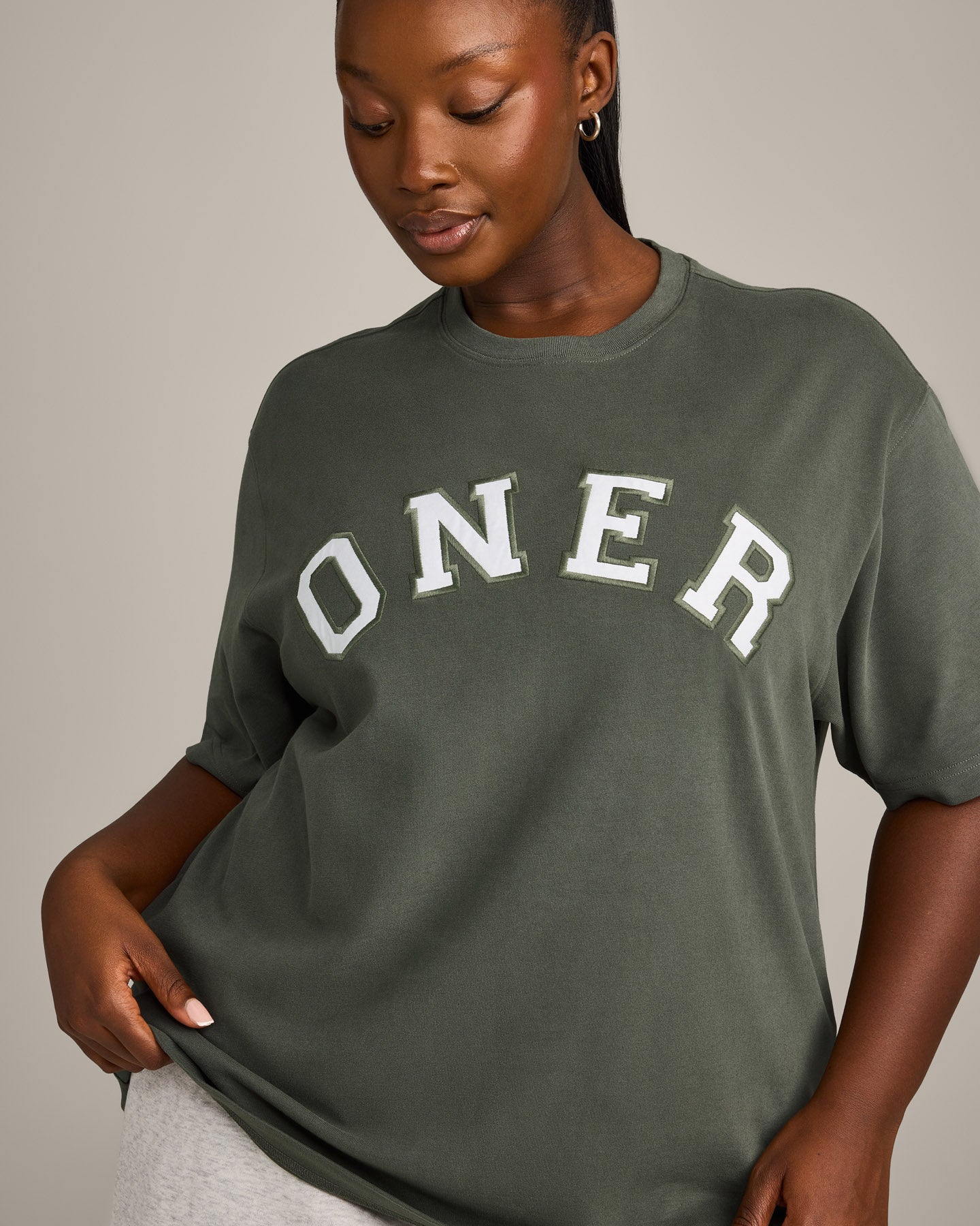Oversized Oner Girlfriend Washed T-Shirt | Washed Dark Khaki