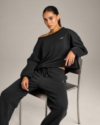 Raw Cut Lounge Off-The-Shoulder Sweatshirt | Washed Black