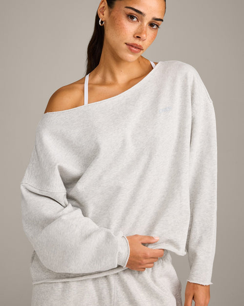 Raw Cut Lounge Off-The-Shoulder Sweatshirt | Light Grey Marl