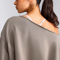 Cotton Vintage Lounge Off-The-Shoulder Sweatshirt | Washed Minky