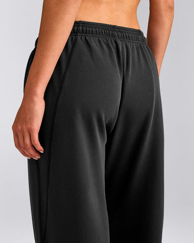 Cotton Vintage Lounge Wide Leg Joggers | Washed Black
