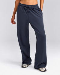 Cotton Vintage Lounge Wide Leg Joggers | Washed True Blue