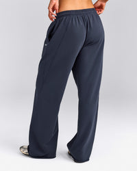 Cotton Vintage Lounge Wide Leg Joggers | Washed True Blue