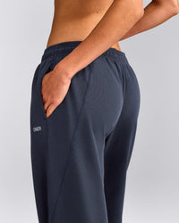 Cotton Vintage Lounge Wide Leg Joggers | Washed True Blue