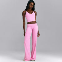 SoftMotion™ Adjustable V Neck Mid Tank Top with Built in Bra Shelf | Rose Pink