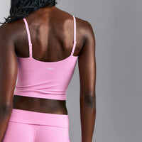 SoftMotion™ Adjustable V Neck Mid Tank Top with Built in Bra Shelf | Rose Pink