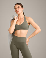 SoftMotion™ Bralette with Grey Logo | Alpine Green