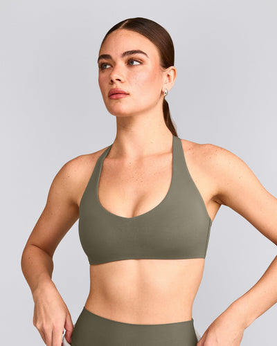 SoftMotion™ Bralette with Grey Logo | Alpine Green