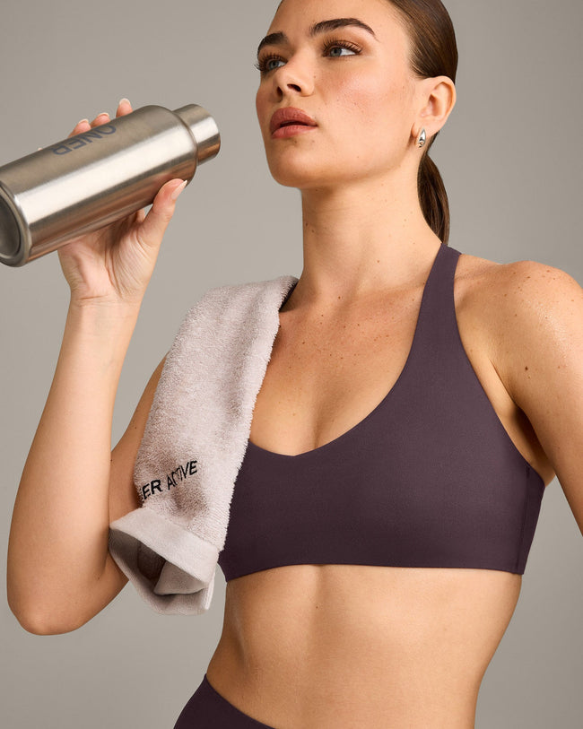 SoftMotion™ Bralette with Grey Logo | Dark Umber Brown