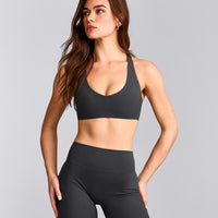 SoftMotion™ Bralette with Grey Logo | Coal