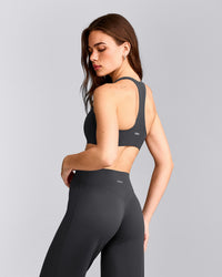 SoftMotion™ Bralette with Grey Logo | Coal