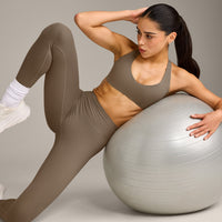 SoftMotion™ Bralette with Grey Logo | Moss Brown