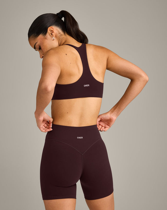 SoftMotion™ Bralette with Grey Logo | Plum Brown