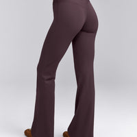 SoftMotion™ Flared Pants with Grey Logo | Dark Umber Brown