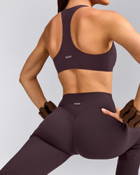 SoftMotion™ Flared Pants with Grey Logo | Dark Umber Brown