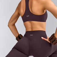 SoftMotion™ Flared Pants with Grey Logo | Dark Umber Brown