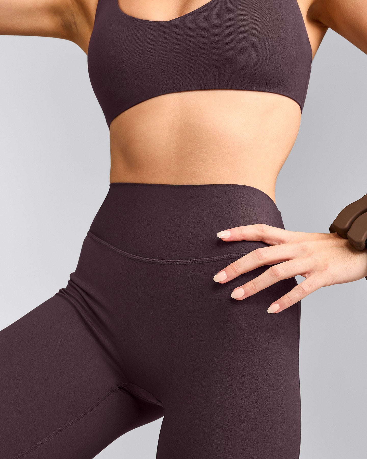 SoftMotion™ Flared Pants with Grey Logo | Dark Umber Brown