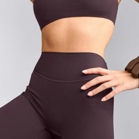 SoftMotion™ Flared Pants with Grey Logo | Dark Umber Brown