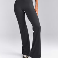 SoftMotion™ Flared Trousers with Grey Logo | Coal