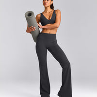 SoftMotion™ Flared Trousers with Grey Logo | Coal
