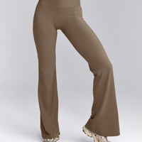 SoftMotion™ Flared Pants with Grey Logo | Moss Brown