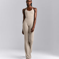 SoftMotion™ Strappy Halter Neck Mid Tank Top with Built in Bra Shelf New Branding | Warm Sand