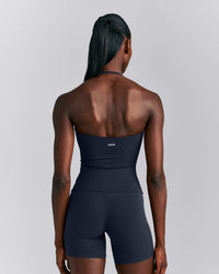 SoftMotion™ Strappy Halter Neck Tank Top with Built in Bra Shelf New Branding | True Blue