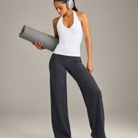 SoftMotion™ Halter Neck Vest with Built in Bra Shelf with Grey Logo | White