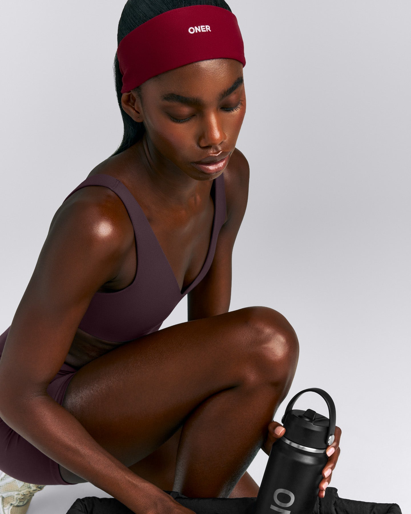 SoftMotion™ Headband with Grey Logo | Ruby Red