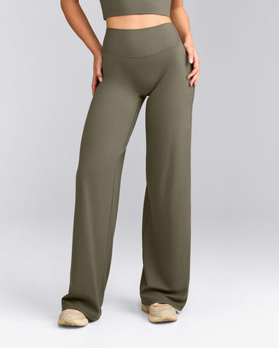 SoftMotion™ Straight Leg Trousers with Grey Logo | Alpine Green