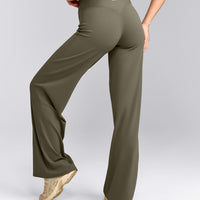 SoftMotion™ Straight Leg Trousers with Grey Logo | Alpine Green