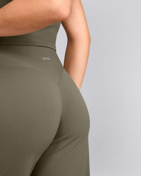 SoftMotion™ Straight Leg Trousers with Grey Logo | Alpine Green