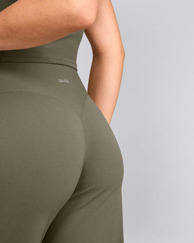 SoftMotion™ Straight Leg Trousers with Grey Logo | Alpine Green