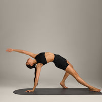 SoftMotion™ High Neck Sports Bra with Grey Logo | Black