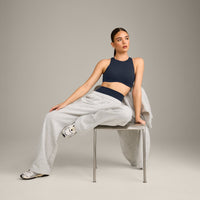 SoftMotion™ High Neck Sports Bra with Grey Logo | True Blue