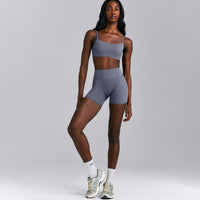 SoftMotion™ High Waisted Shorts 6" | Granite Blue
