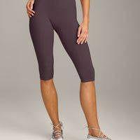 SoftMotion™ High Waisted Capri Leggings with Grey Logo | Dark Umber Brown