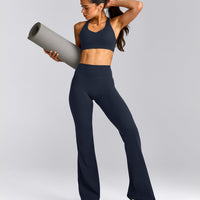 SoftMotion™ Flared Trousers with Grey Logo | True Blue