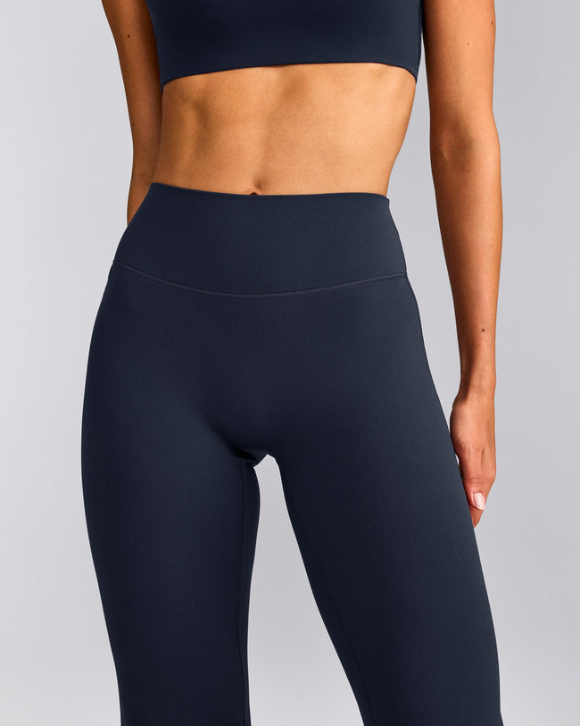 SoftMotion™ Flared Trousers with Grey Logo | True Blue