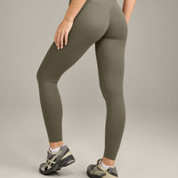 SoftMotion™ High Waisted Leggings with Grey Logo | Alpine Green
