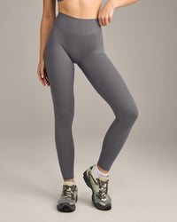 SoftMotion™ High Waisted Leggings with Grey Logo | Ash Grey