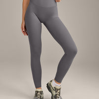 SoftMotion™ High Waisted Leggings with Grey Logo | Ash Grey