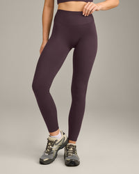 SoftMotion™ High Waisted Leggings with Grey Logo | Dark Umber Brown